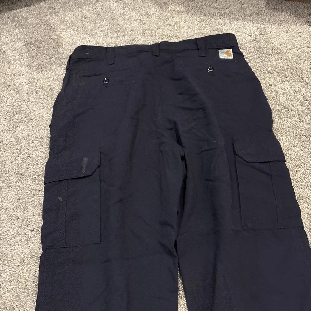 Carhartt FR 34x34 FLAME RESISTANT Navy Blue Cargo Work Pants 344-20 Rare FR